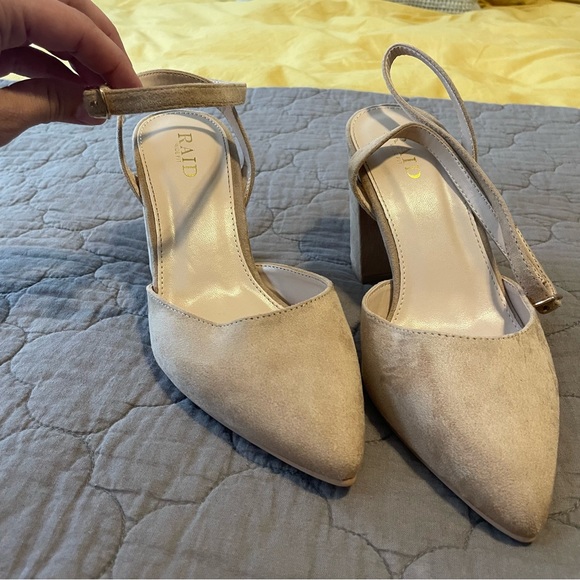 ASOS nude suede heels, wide, size 7.5 - Picture 10 of 13